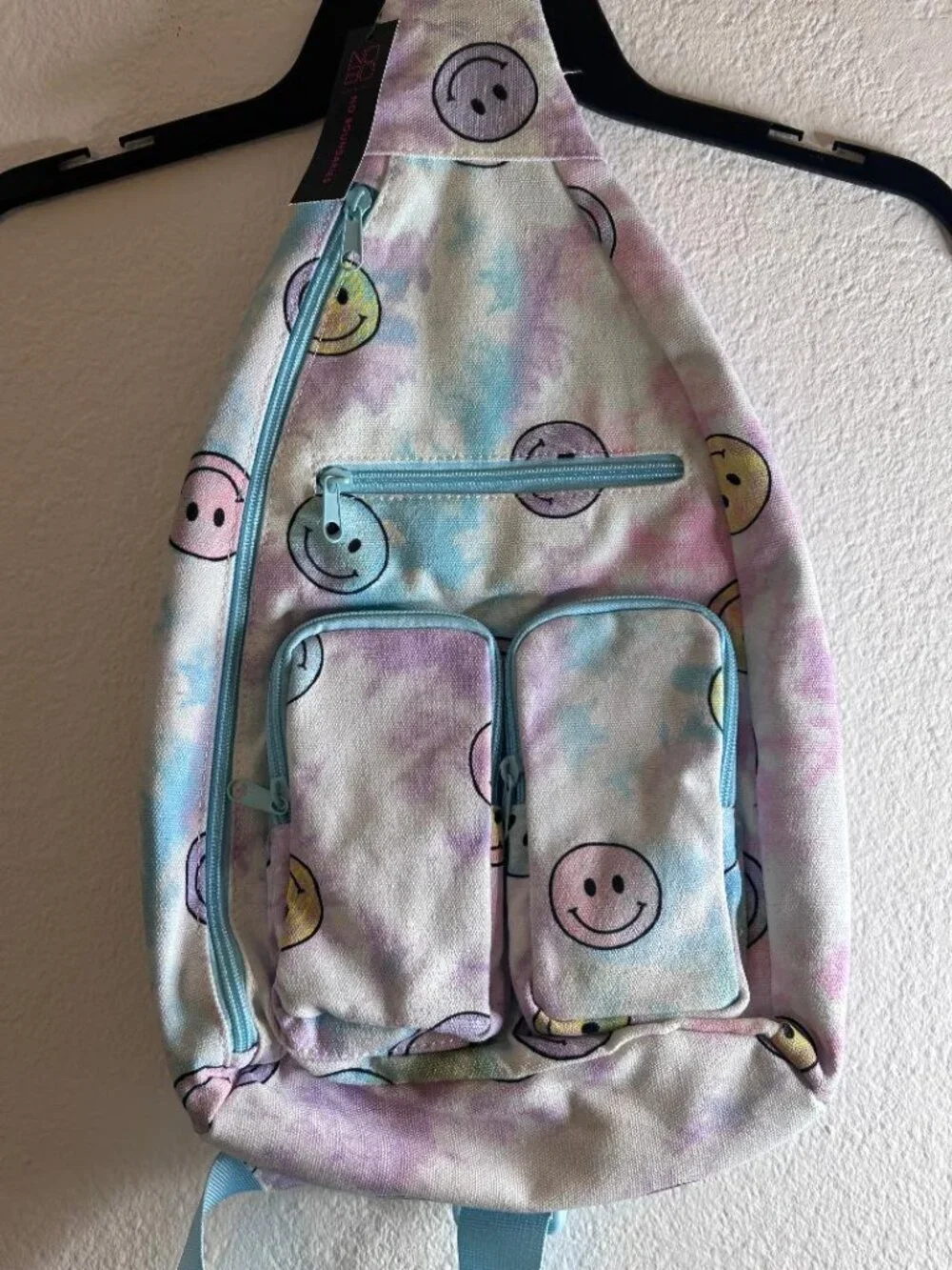 Tie-Dye Smiley Face Crossbody Backpack